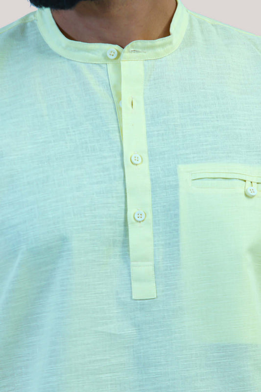 Bluebird Men's Short Kurta in Lemon- 100% Pure Cotton (Copy)