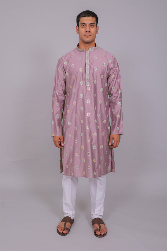 Bluesaanchi Handcrafted Cotton Kurta Pajama Set for Men – Purple