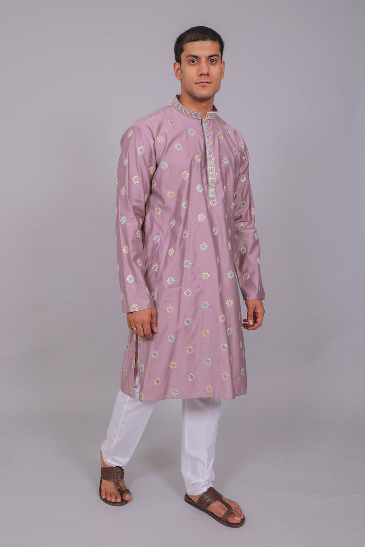 Bluesaanchi Handcrafted Cotton Kurta Pajama Set for Men – Purple