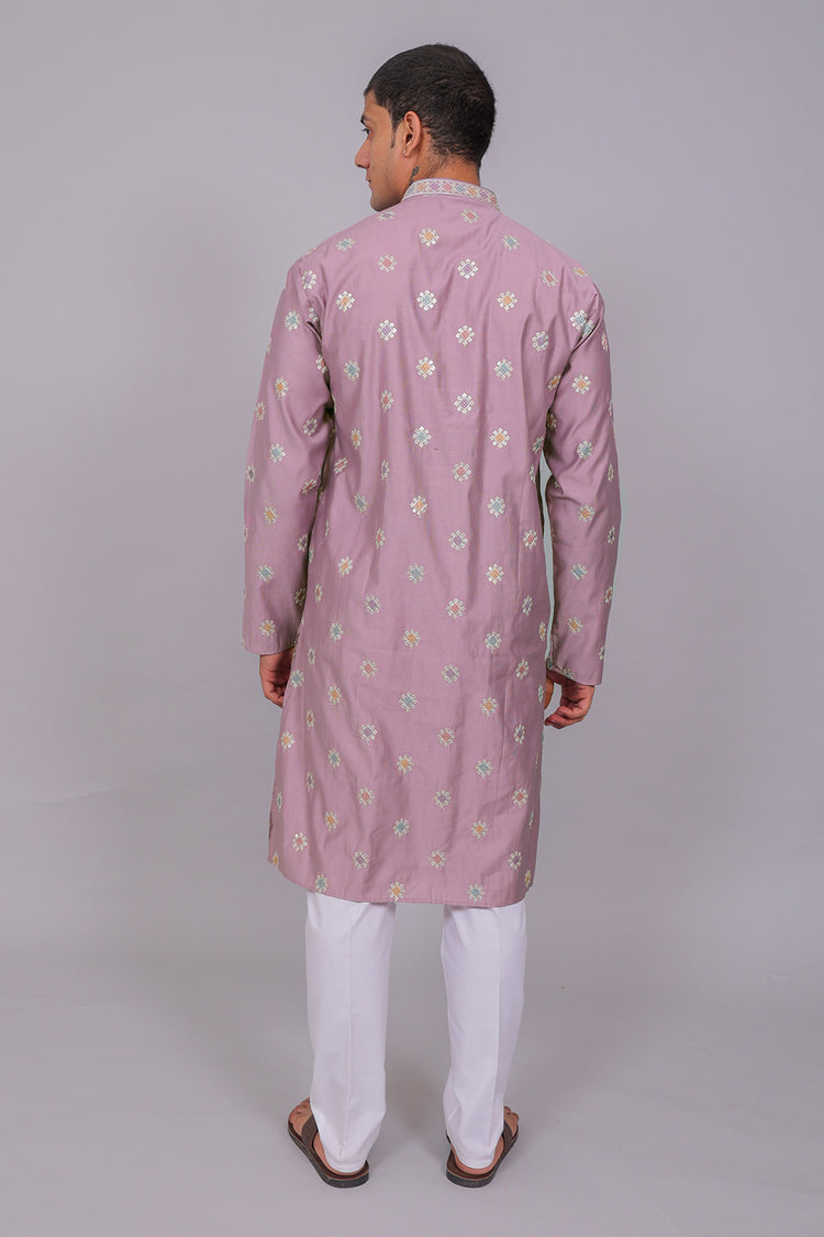 Bluesaanchi Handcrafted Cotton Kurta Pajama Set for Men – Purple