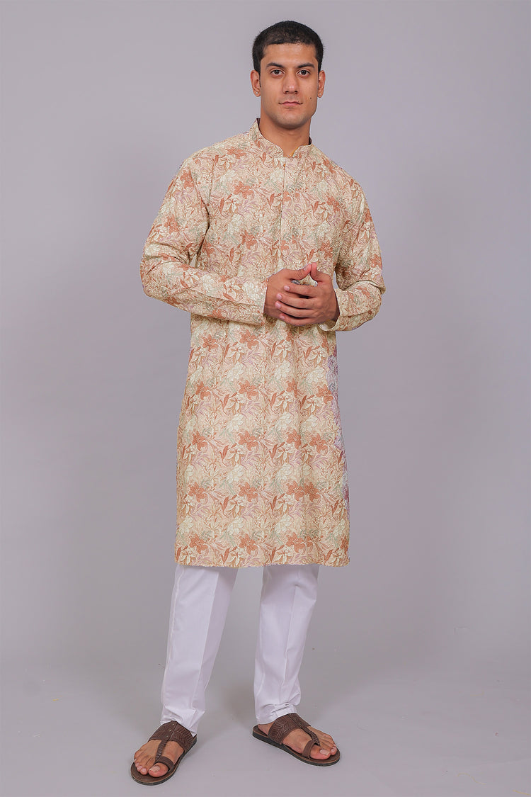Bluesaanchi Men's Chikankari Threadwork & Sequin Kurta Set –Dusty Rose