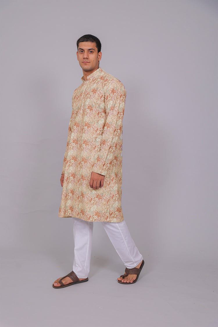 Bluesaanchi Men's Chikankari Threadwork & Sequin Kurta Set –Dusty Rose