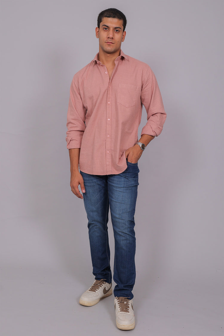 Bluebird Men’s Pink Herringbone Texture Shirt