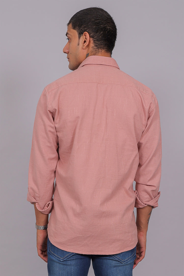 Bluebird Men’s Pink Herringbone Texture Shirt