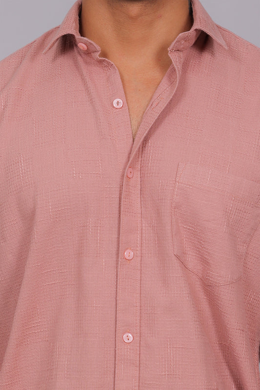 Bluebird Men’s Pink Herringbone Texture Shirt