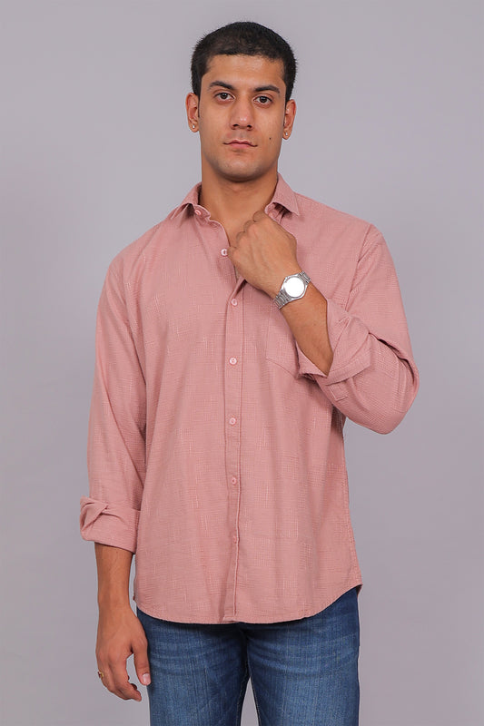 Bluebird Men’s Pink Herringbone Texture Shirt