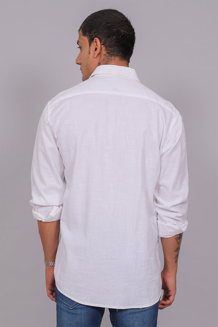 Bluebird Men’s White Herringbone Texture Shirt