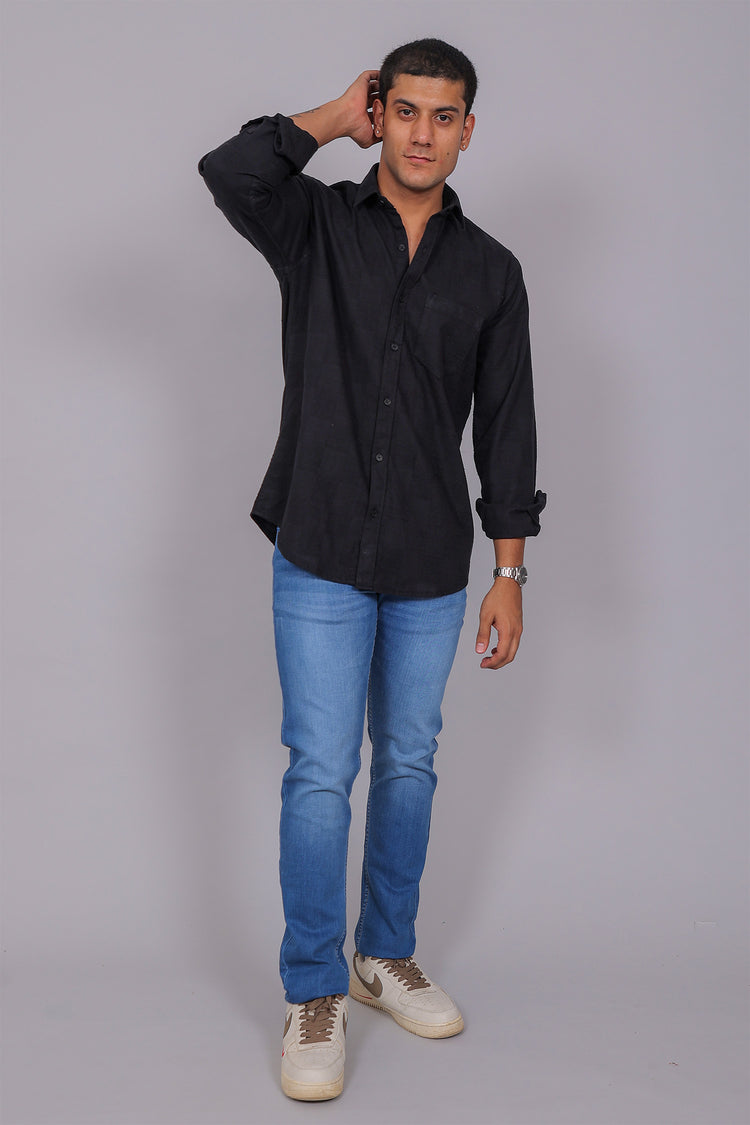 Bluebird Men’s Black Herringbone Texture Shirt