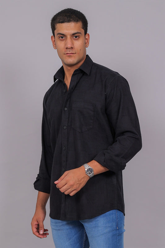 Bluebird Men’s Black Herringbone Texture Shirt