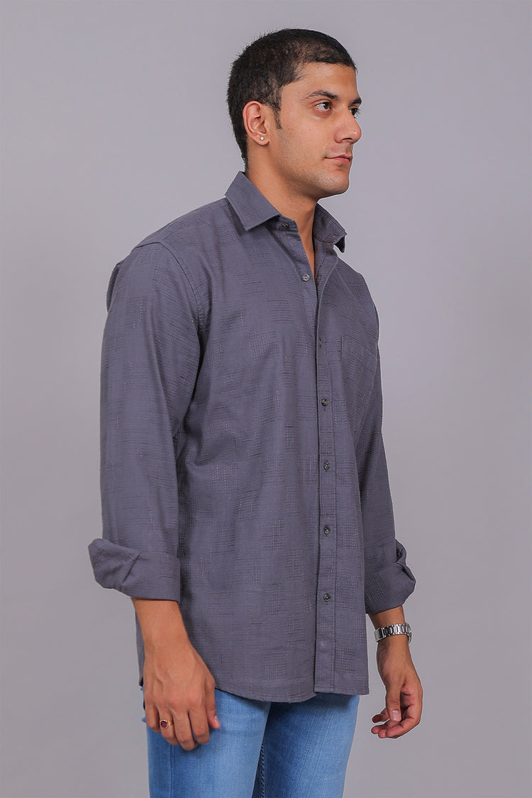Bluebird Men’s Grey Herringbone Texture Shirt