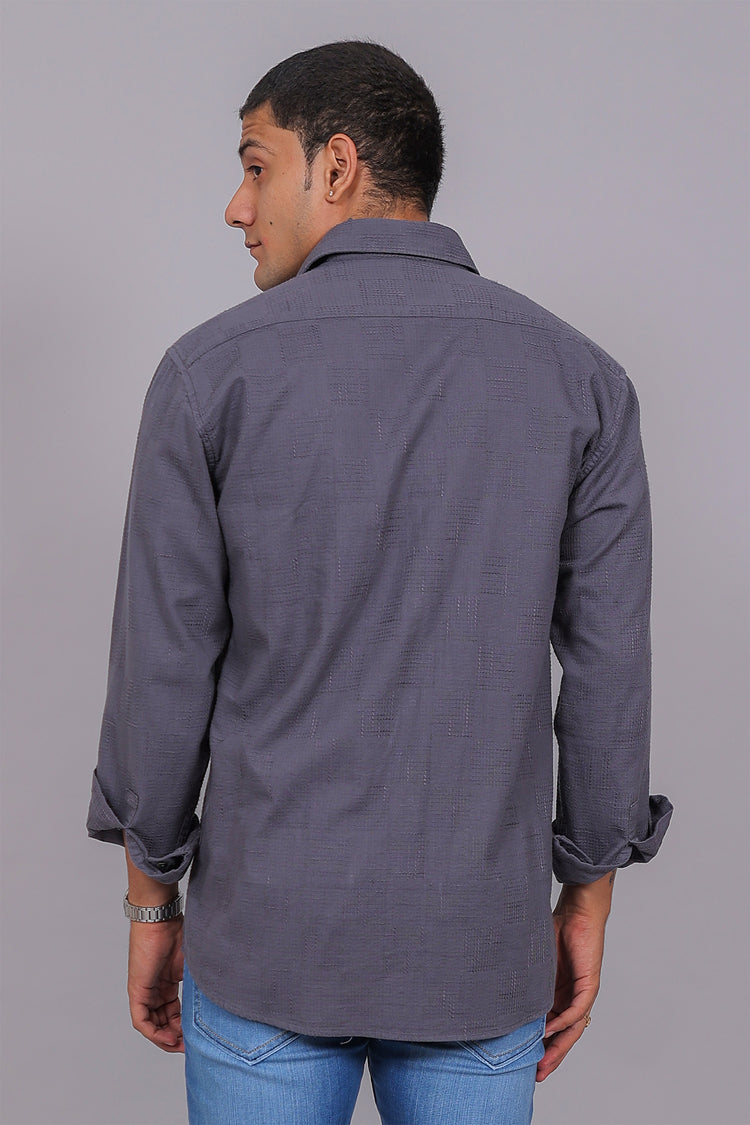 Bluebird Men’s Grey Herringbone Texture Shirt