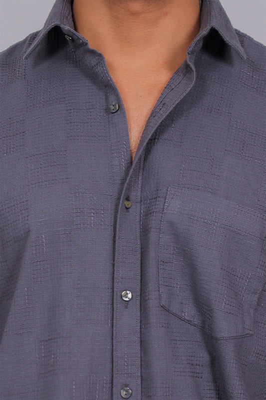 Bluebird Men’s Grey Herringbone Texture Shirt
