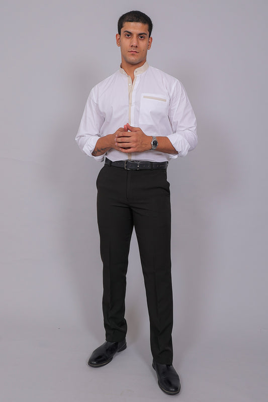 Bluebird Men's Regular Fit Black Lycra Trouser