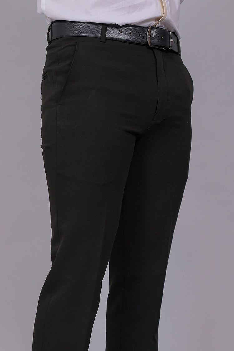 Bluebird Men's Regular Fit Black Lycra Trouser