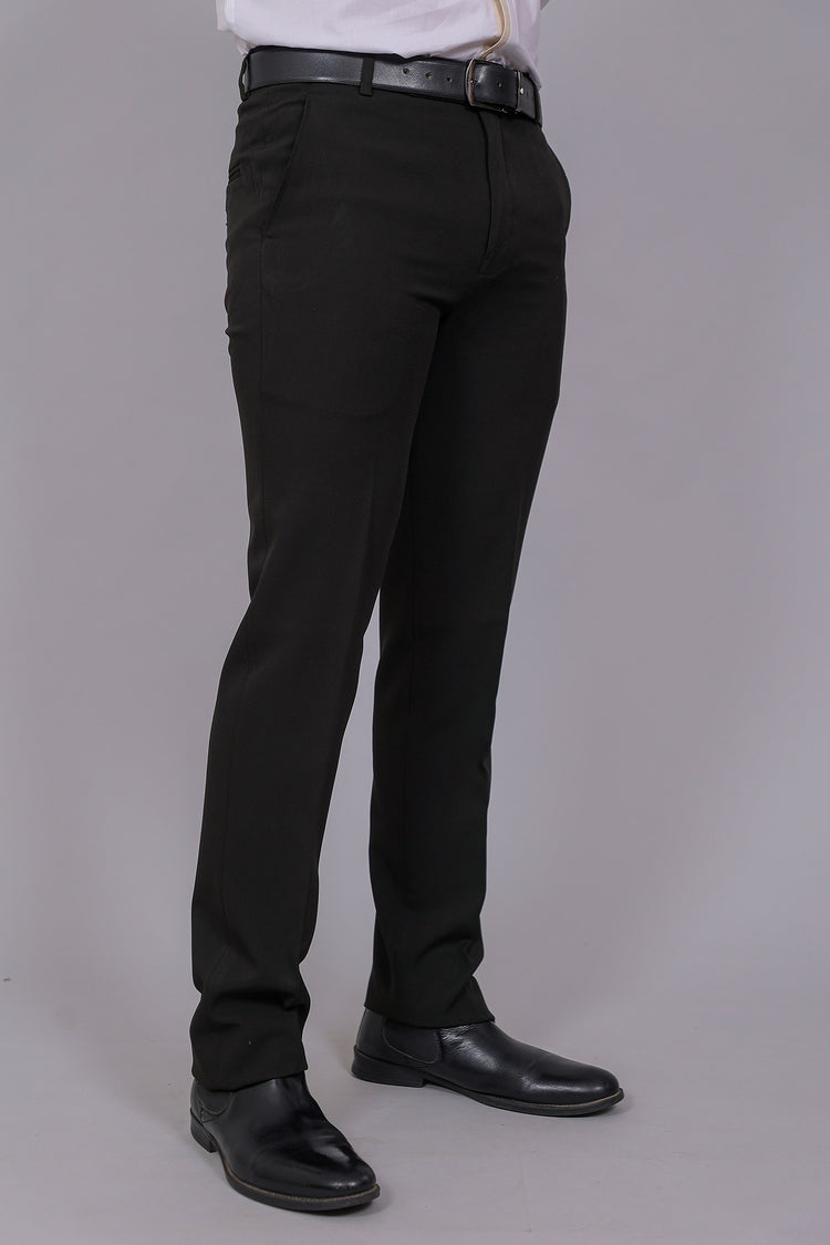 Bluebird Men's Regular Fit Black Lycra Trouser