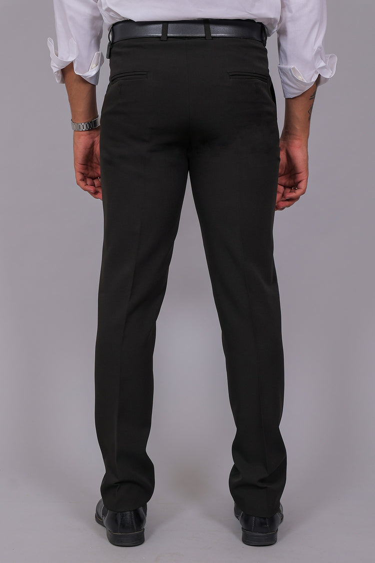 Bluebird Men's Regular Fit Black Lycra Trouser