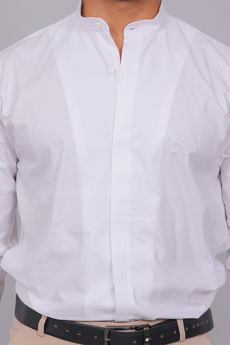 Bluebird Men’s White Shirt – Facing Design