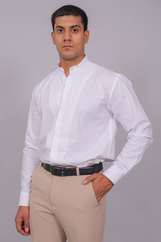 Bluebird Men’s White Shirt – Facing Design