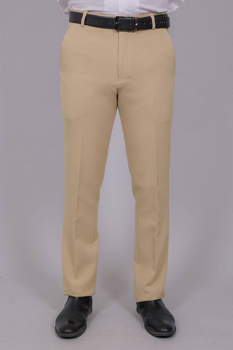 Bluebird Men's Regular Fit Bone Grey Lycra Trouser