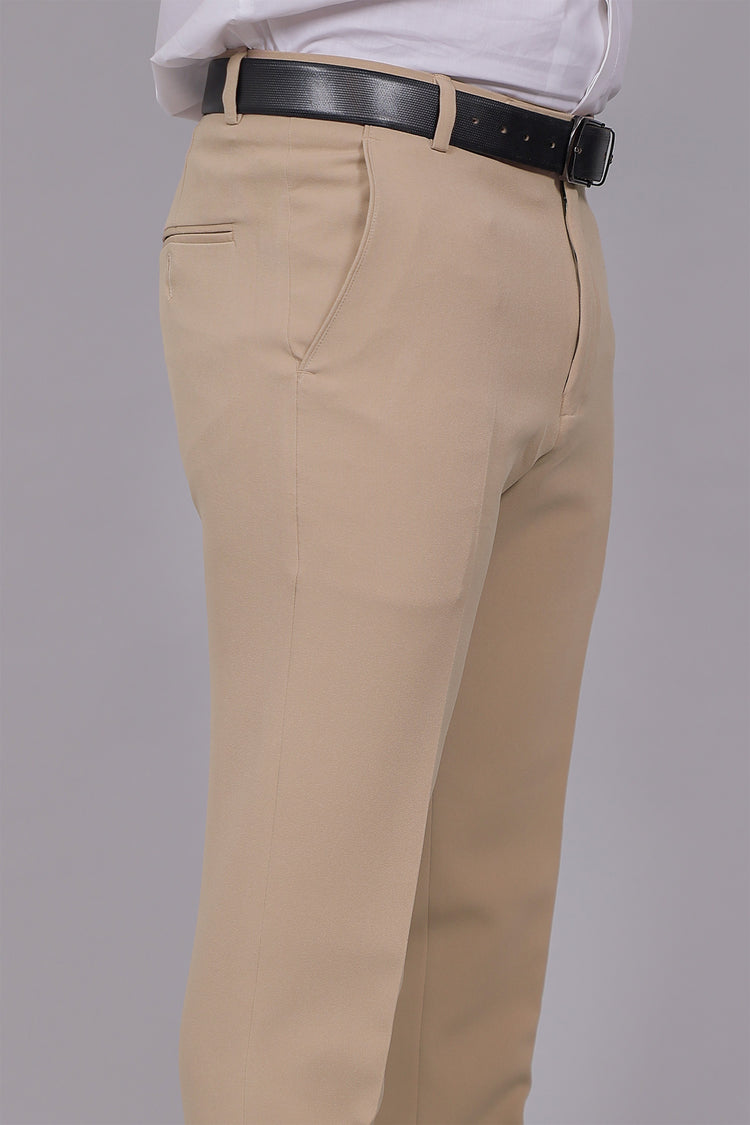 Bluebird Men's Regular Fit Bone Grey Lycra Trouser