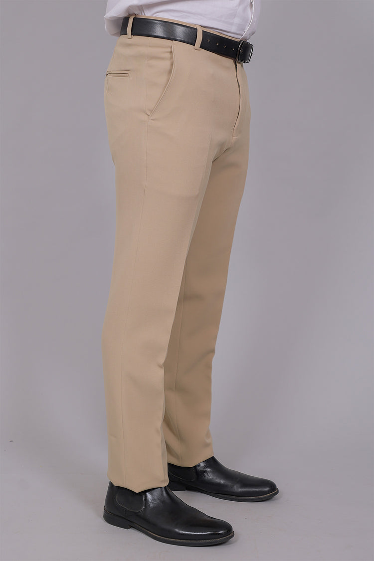 Bluebird Men's Regular Fit Bone Grey Lycra Trouser