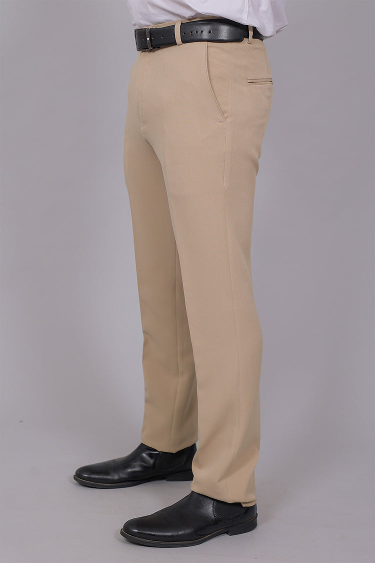 Bluebird Men's Regular Fit Bone Grey Lycra Trouser