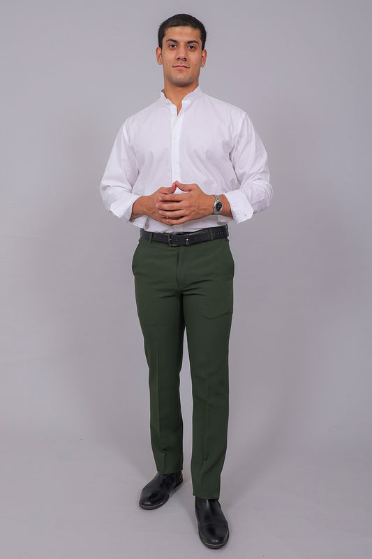 Bluebird Men's Regular Fit Sacramento Green Lycra Trouser