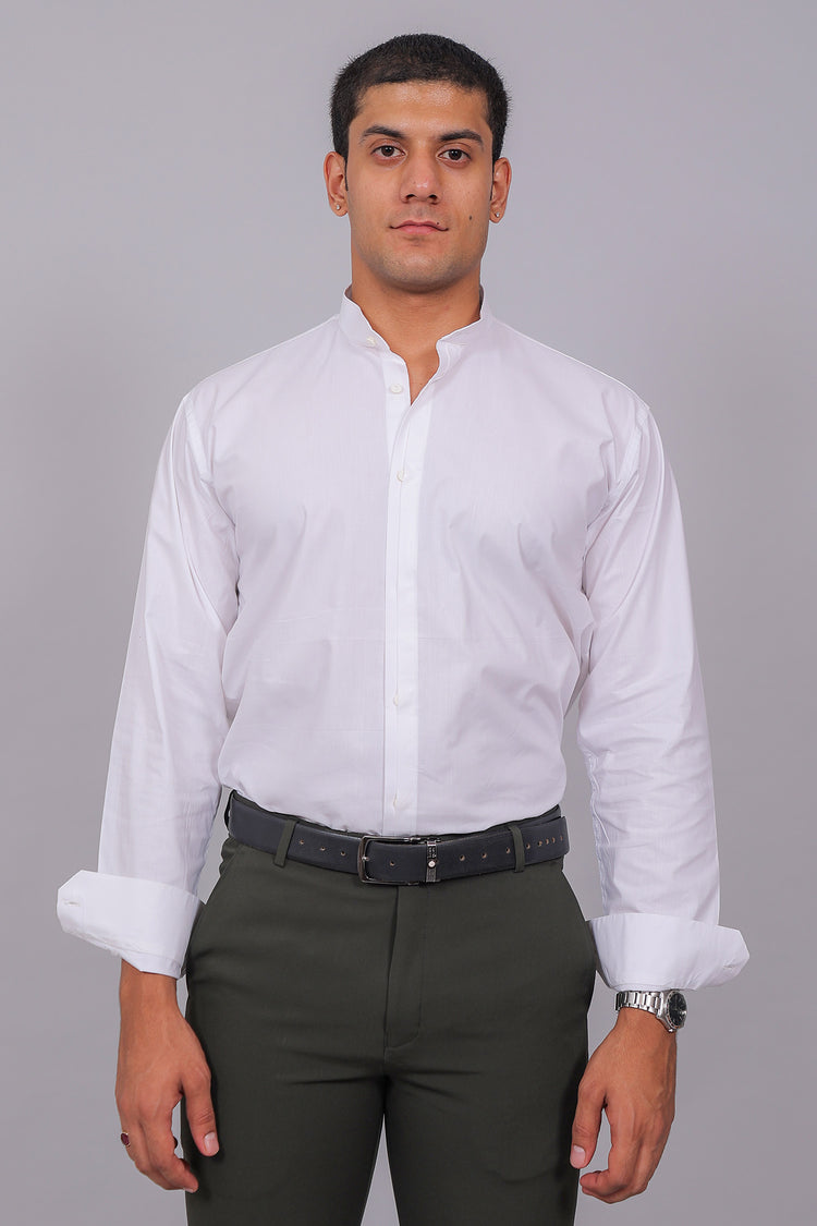 Bluebird Men’s White Shirt – Half Placket