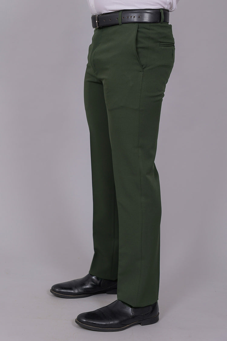 Bluebird Men's Regular Fit Sacramento Green Lycra Trouser
