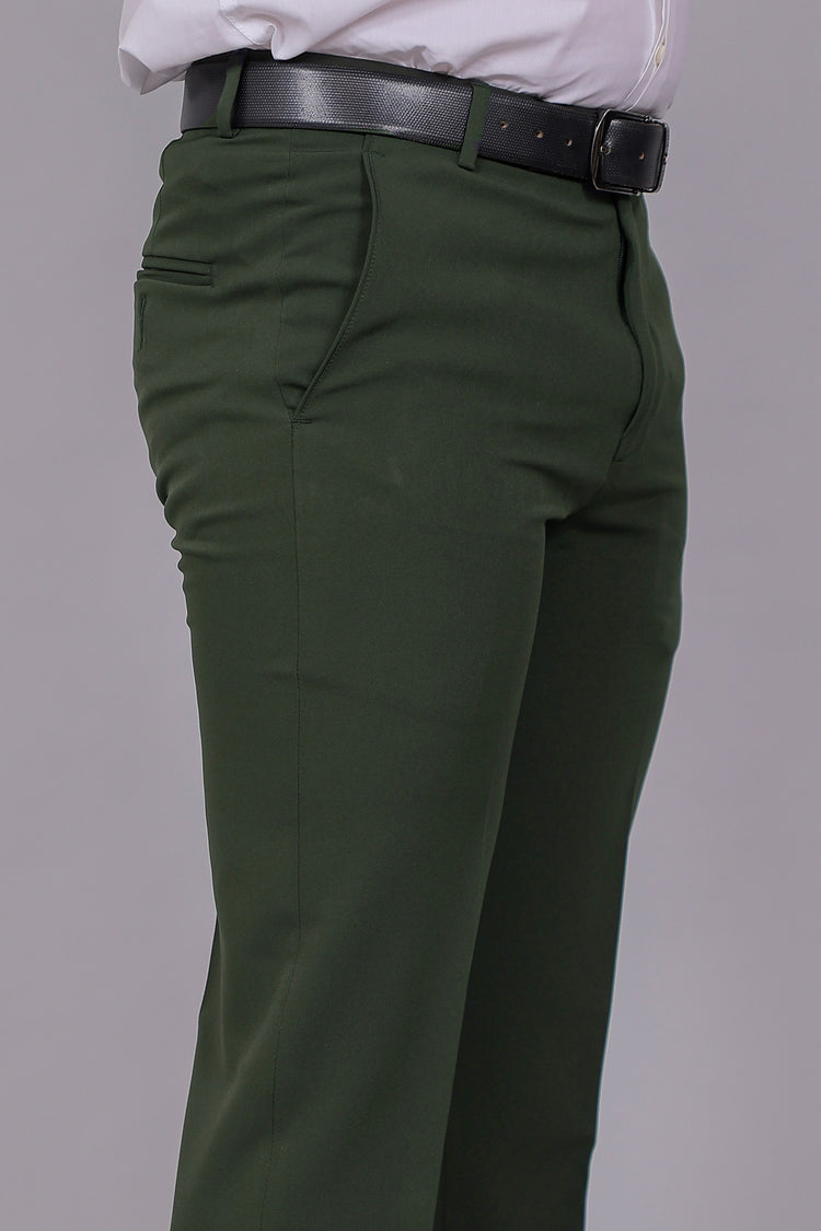 Bluebird Men's Regular Fit Sacramento Green Lycra Trouser