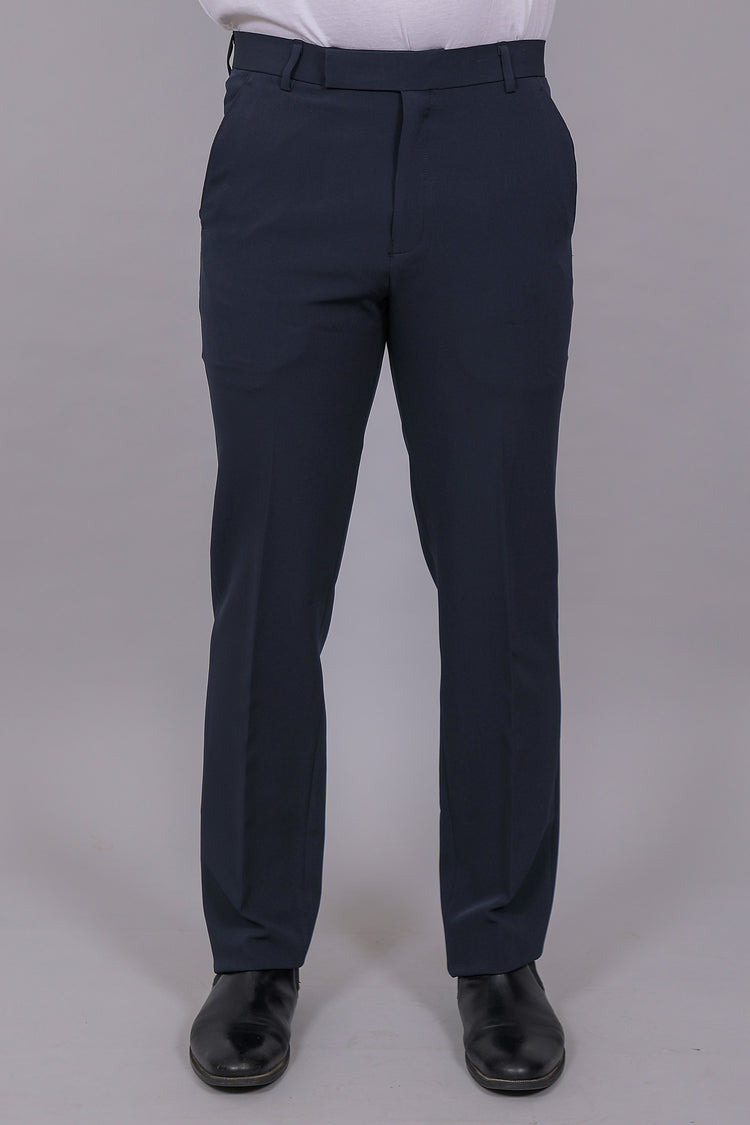 Bluebird Men's Regular Fit Navy Blue Lycra Trouser