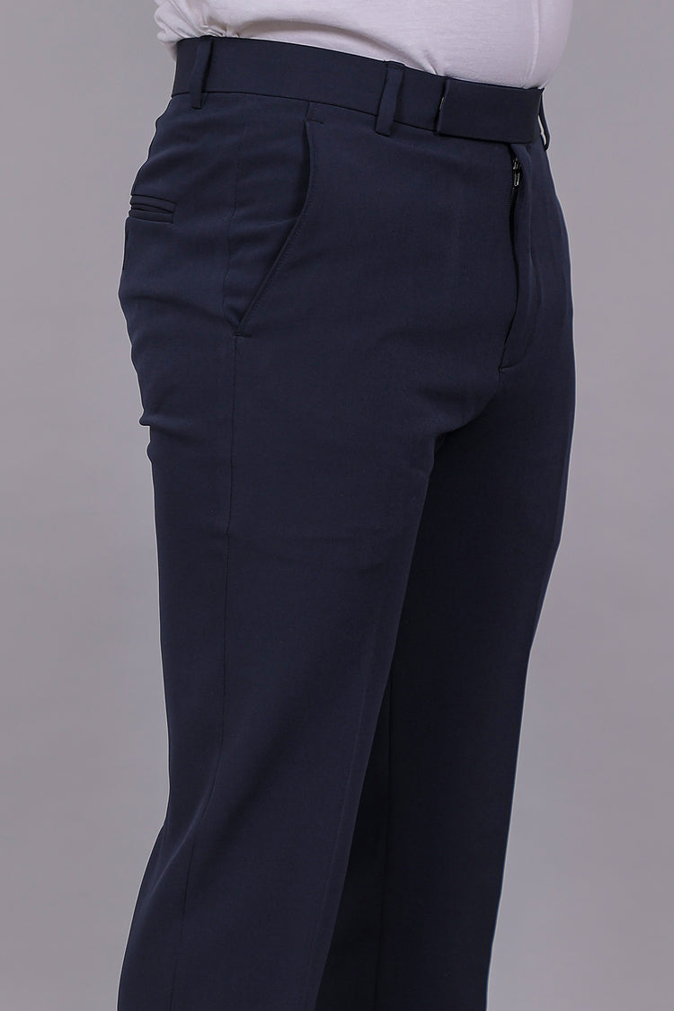 Bluebird Men's Regular Fit Navy Blue Lycra Trouser