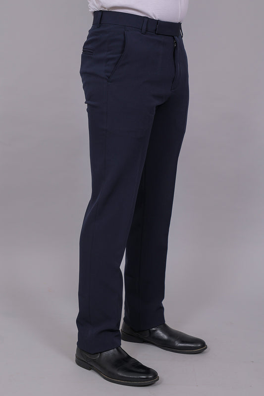 Bluebird Men's Regular Fit Navy Blue Lycra Trouser