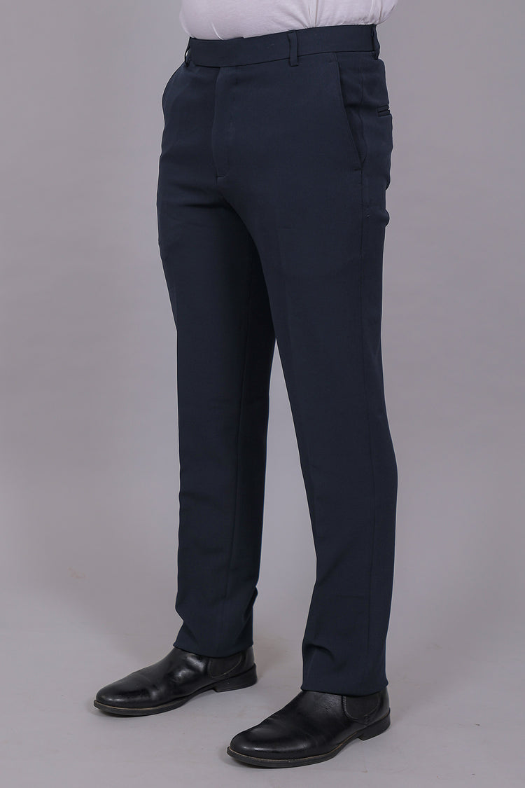 Bluebird Men's Regular Fit Navy Blue Lycra Trouser