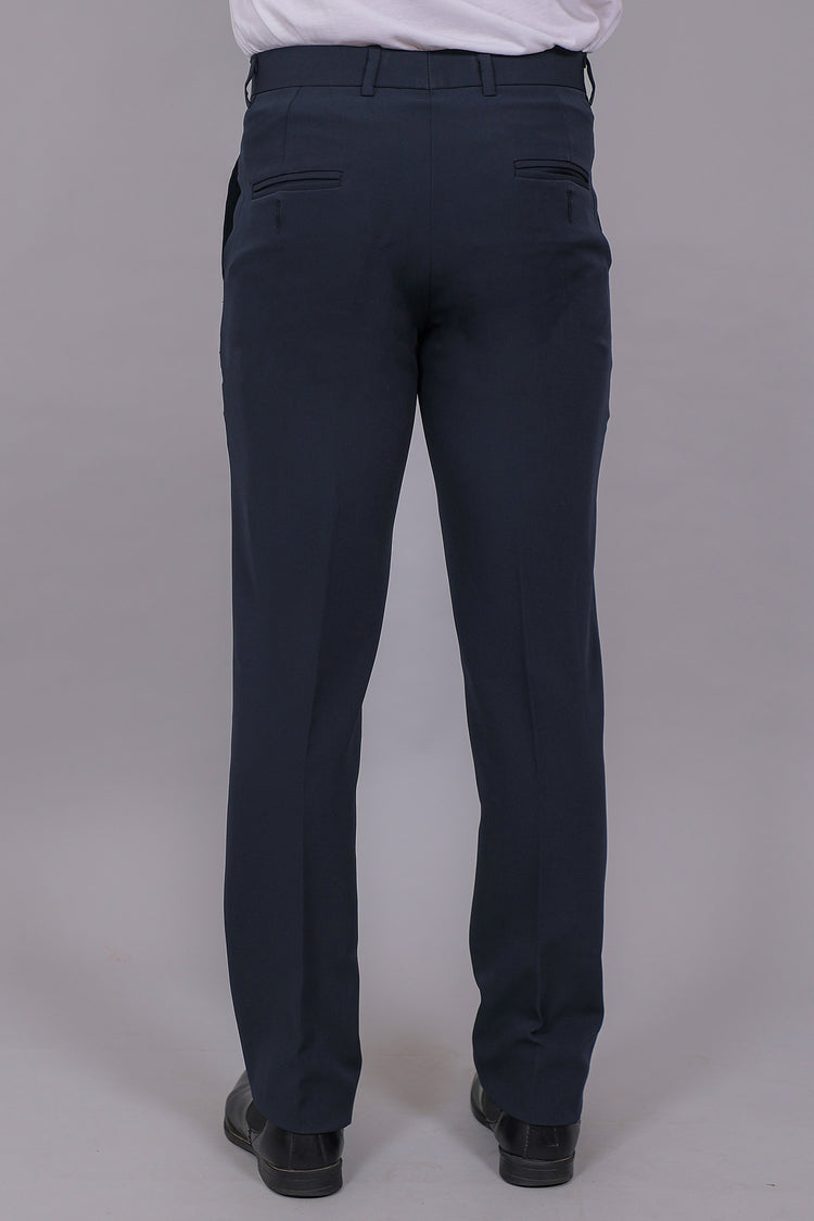 Bluebird Men's Regular Fit Navy Blue Lycra Trouser