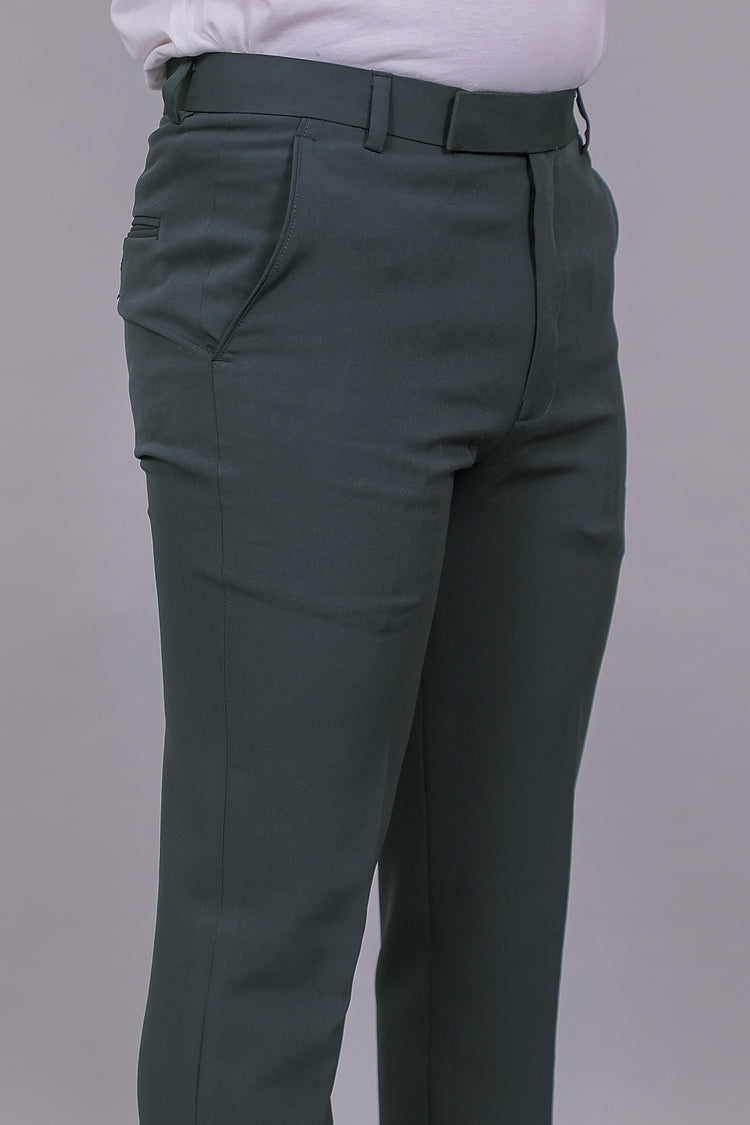 Bluebird Men's Regular Fit Charcoal Grey Lycra Trouser