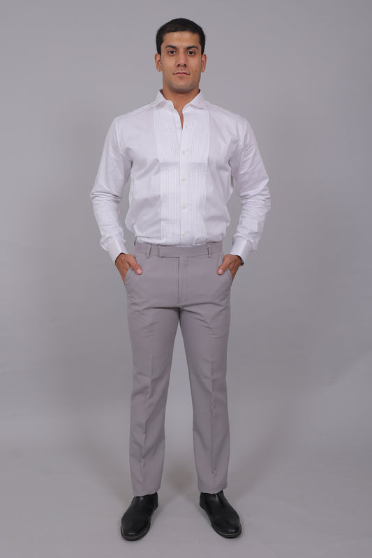Bluebird Men’s White Shirt – Pintucks Style
