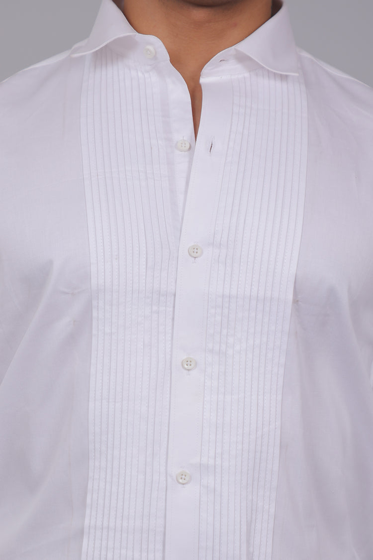 Bluebird Men’s White Shirt – Pintucks Style