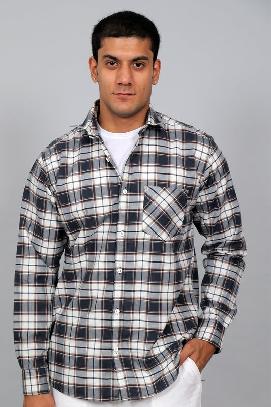 Bluebird Men’s WHITE GREEN PINK Checked Shirt