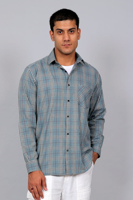 Bluebird Men’s SKY BLUE BLACK & WHITE Checked Shirt