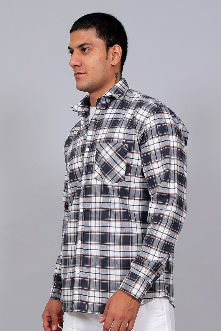 Bluebird Men’s WHITE GREEN PINK Checked Shirt