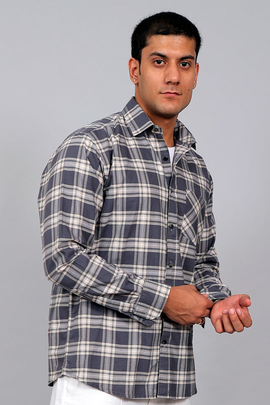 Bluebird Men’s Dark Grey Checked Shirt