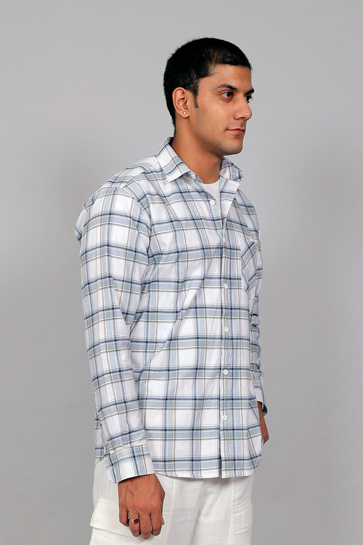 Bluebird Men’s SKY BLUE WHITE Checked Shirt