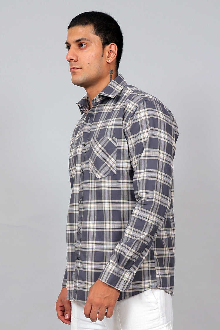 Bluebird Men’s GREEN CREAM Checked Shirt