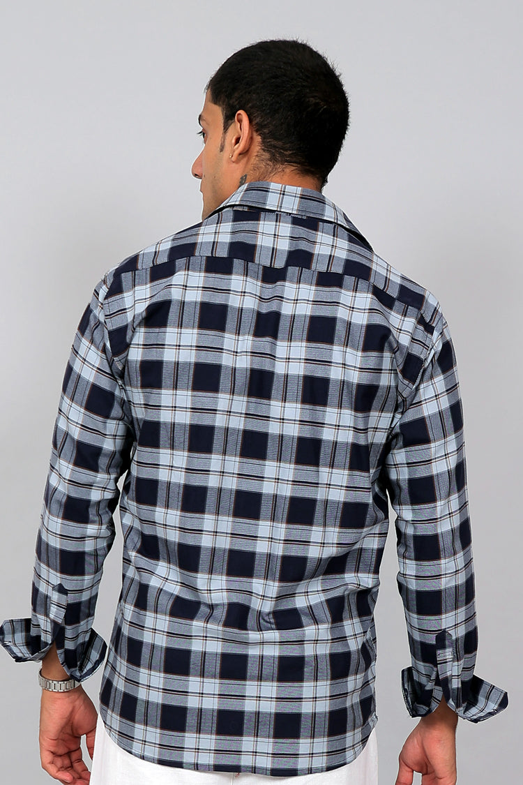 Bluebird Men’s SKY BLUE DARK BLUE Checked Shirt