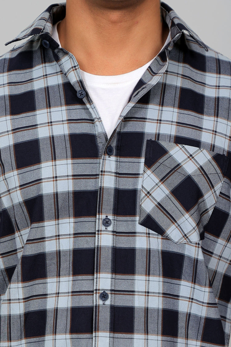 Bluebird Men’s SKY BLUE DARK BLUE Checked Shirt