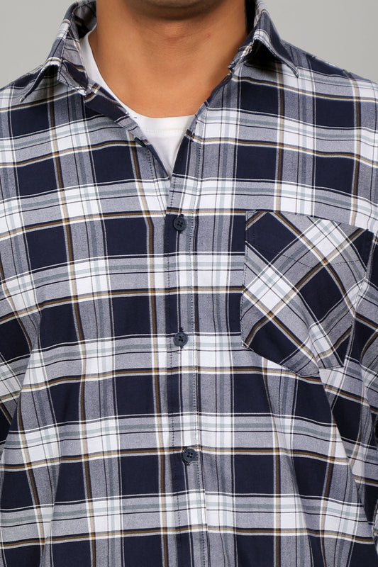 Bluebird Men’s DARK BLUE WHITE Checked Shirt