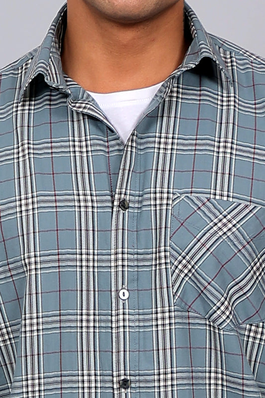Bluebird Men’s SKY BLUE BLACK & WHITE Checked Shirt