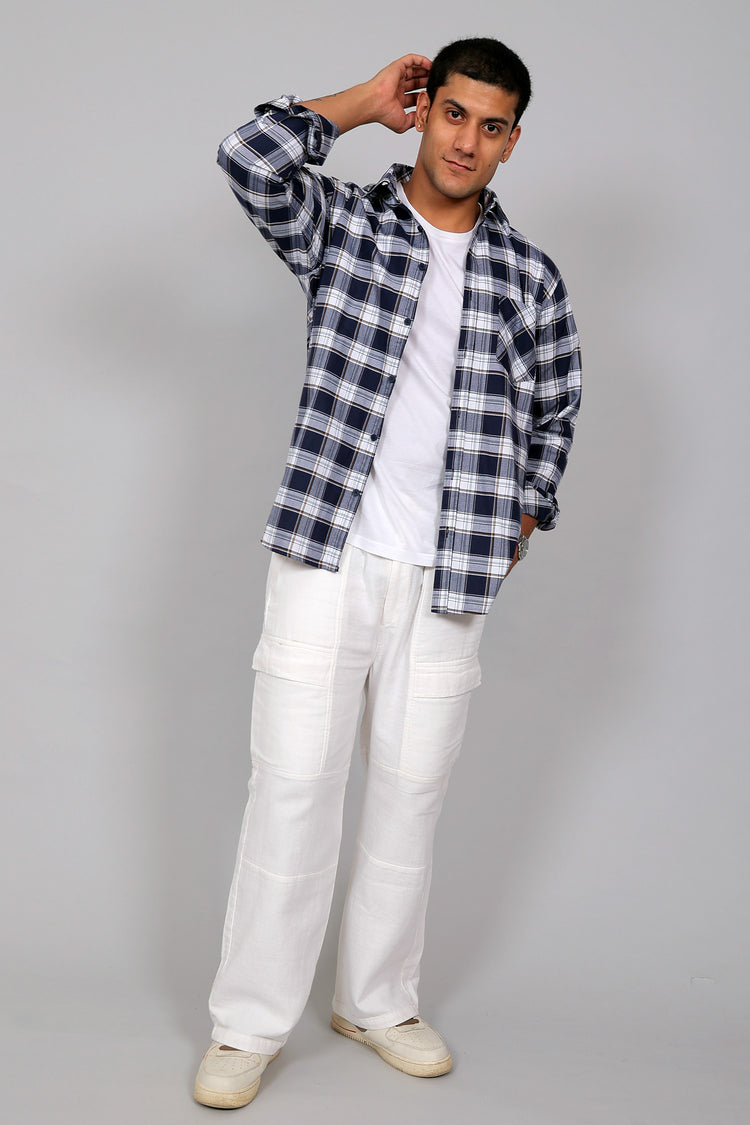 Bluebird Men’s DARK BLUE WHITE Checked Shirt