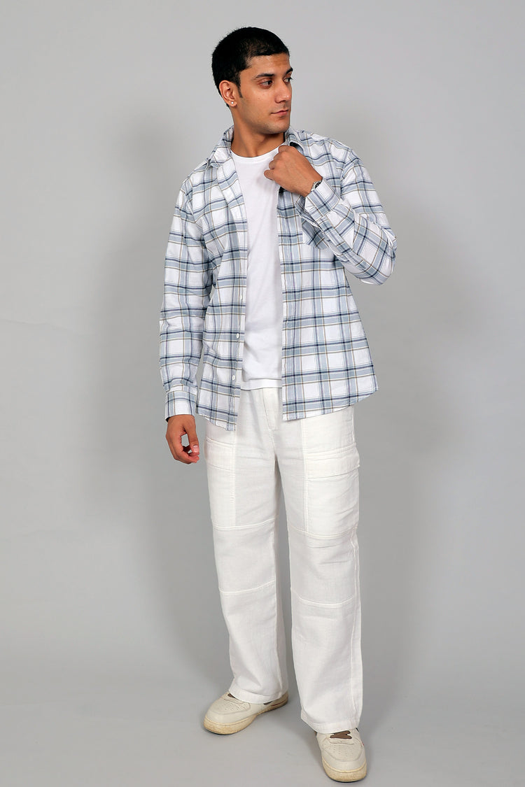 Bluebird Men’s SKY BLUE WHITE Checked Shirt